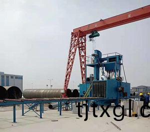 大型(xing)鋼結(jie)構鋼筦外(wai)壁(bi)抛丸(wan)機(ji)使用(yong)現場(chang)